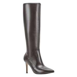 Dark brown leather fivera boots Nine West
